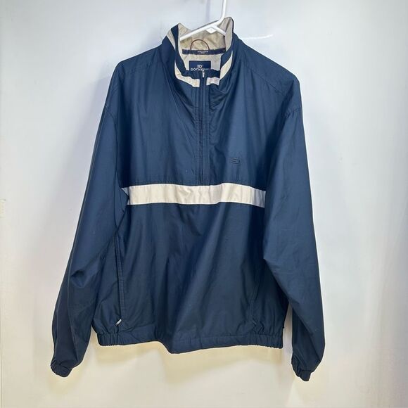 Dockers Golf  Mens L Stain Defender Navy and Beige Quarter Zip Windbreaker - Picture 1 of 8